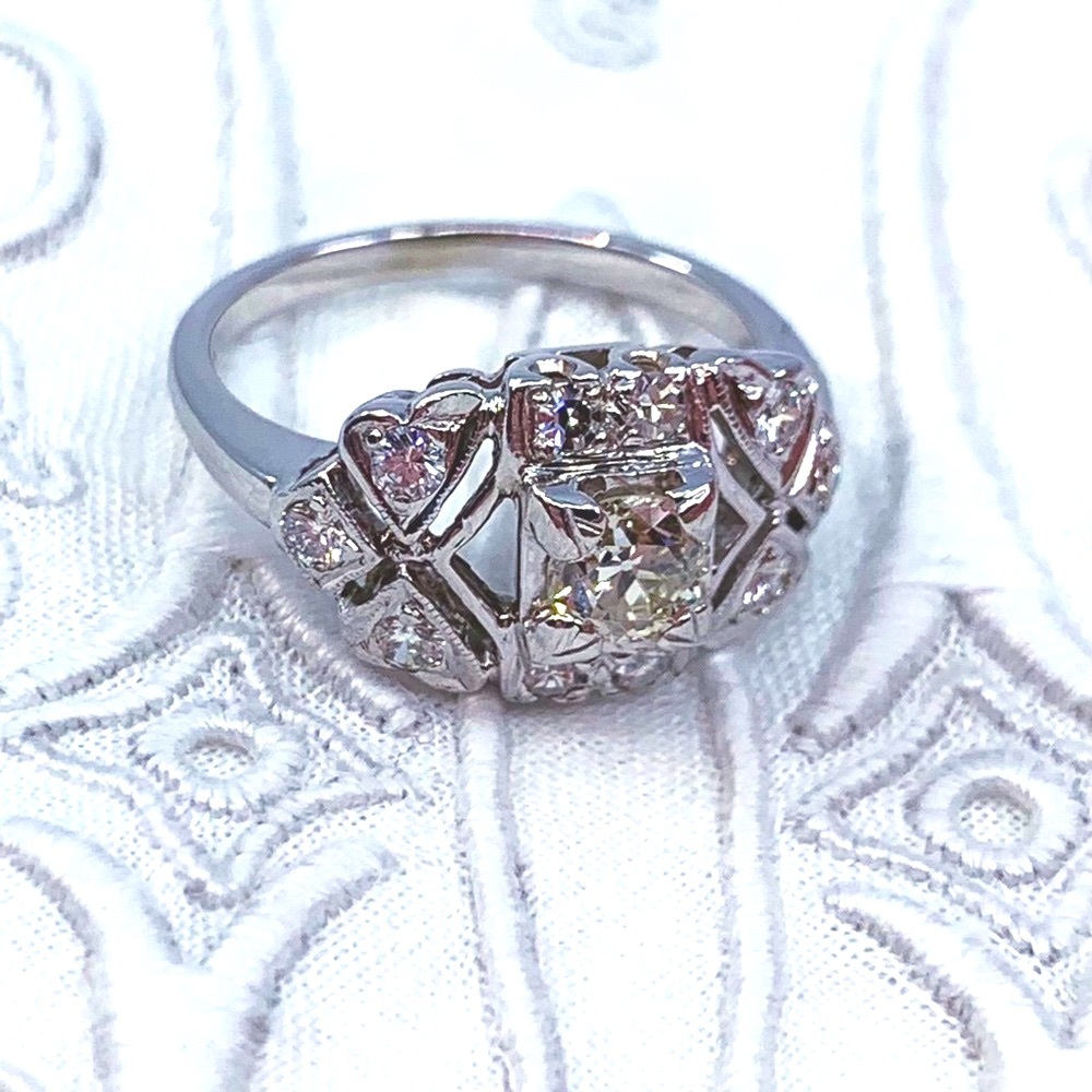 Vintage Diamond Ring 0.68cttw Old European Cut